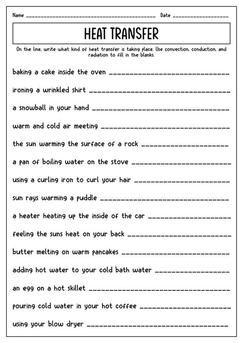 19 Types Of Energy Transfer Worksheet | Heat transfer science, Energy ...