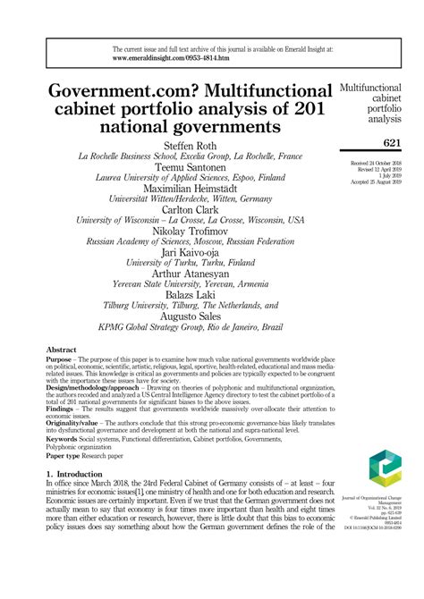 (PDF) Government.com? Multifunctional cabinet portfolio analysis of 201 national governments