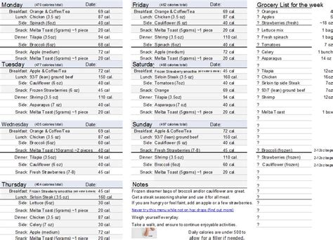 500 Calories a Day to Lose Weight, HCG Plan Printable menu