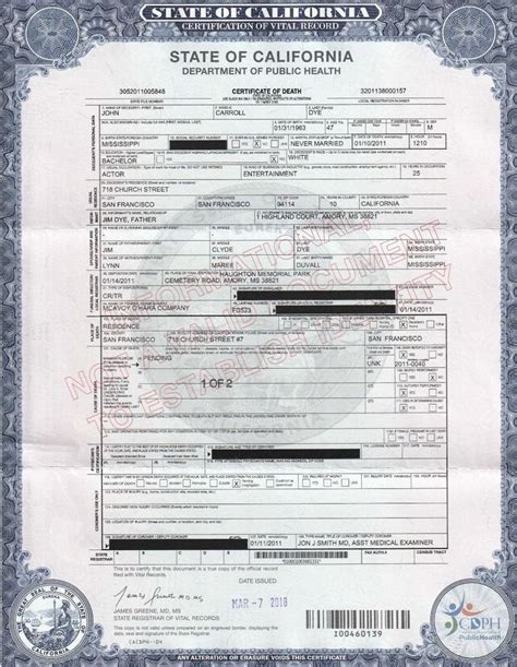 California Birth Certificate Template