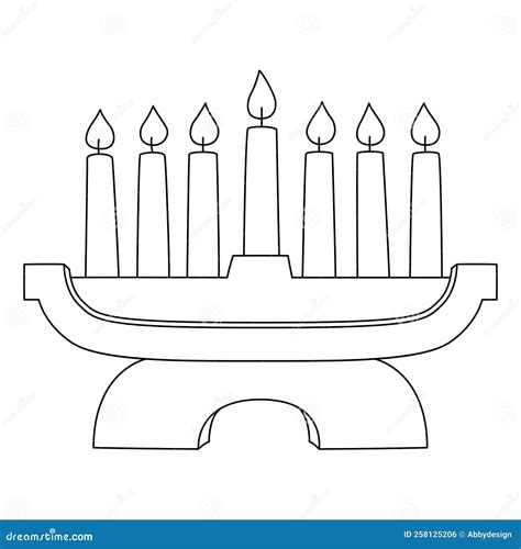 Kwanzaa Kinara Isolated Coloring Page For Kids Vector Illustration | CartoonDealer.com #258125206