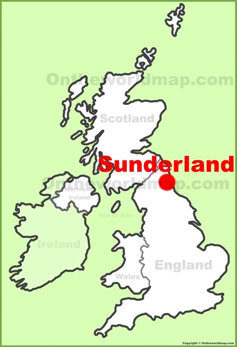 Sunderland location on the UK Map - Ontheworldmap.com