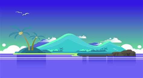 Beautiful landscape river background flat vector illustration for free ...