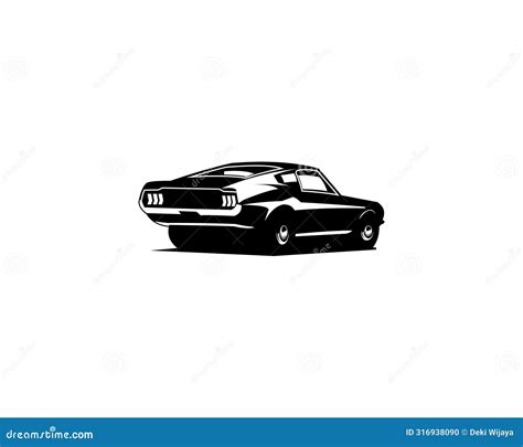 1968 Mustang 390 Silhouette. Isolated White Background View from Behind ...