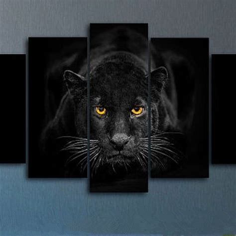 Black Panther Art Canvas Print, Panther Split Canvas, Animal 5 Panel ...