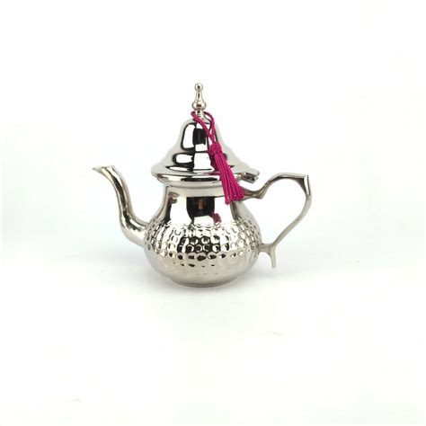 Hand Hammered Moroccan Silver Plated Tea Set - 8 Pieces | Silver Tea Glasses, Tray & Teapot