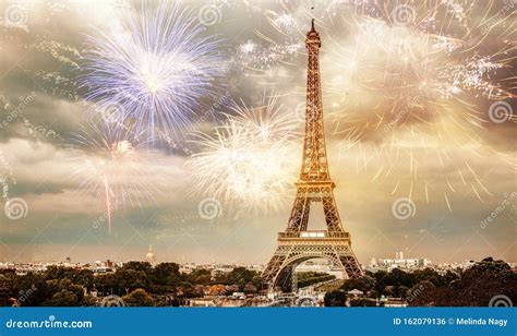 Fireworks Over Eiffel Tower New Year Destination Stock Photo - Image of ...