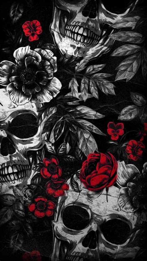 Skull Roses iPhone Wallpaper | Рисунки черепа, Иллюстрация скелета, Искусство калавера