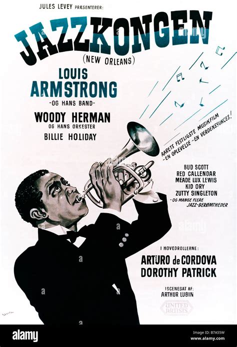 Jazzkongen Danish poster for the 1947 Louis Armstrong jazz music movie ...