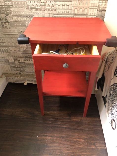 IKEA Hemnes bedside table (Red), Furniture & Home Living, Furniture, Tables & Sets on Carousell