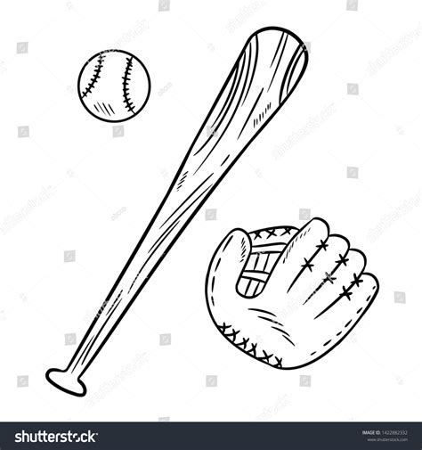 Baseball Baseball Bat Catchig Glove Doodles Stock Vector (Royalty Free) 1422882332 | Shutterstock