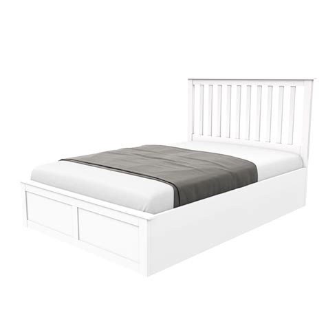 White Wooden Small Double Ottoman Bed - Anderson - Furniture123