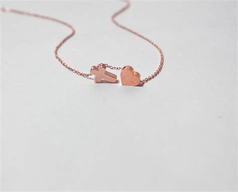 Heart Cross Necklace,rose Gold Cross Jewelry, Heart Necklace ,cross in ...