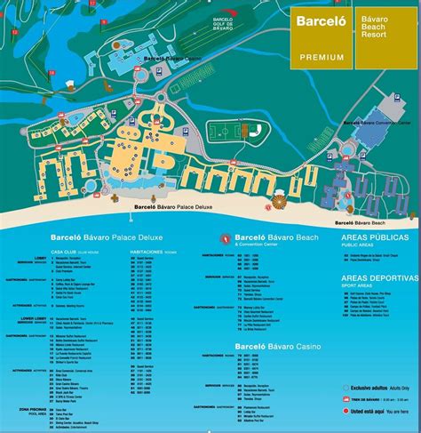 Map of Barcelo Bavaro Palace Deluxe, Punta Cana | Punta cana resort map, Riu palace punta cana ...