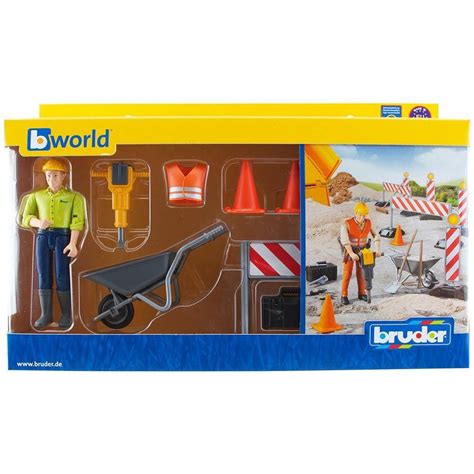 Bruder Construction Figure Set with Jackhammer and Wheelbarrow | Shopee ...