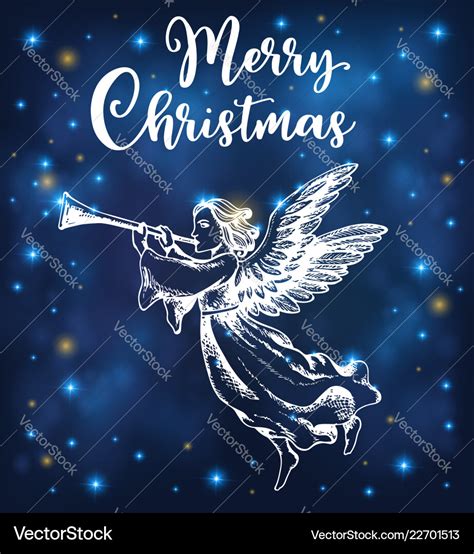 Christmas angel blows into the trumpet Royalty Free Vector