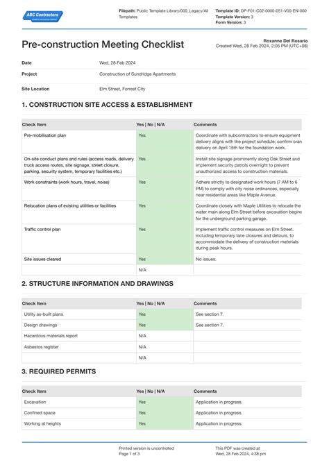 Pre-Construction Meeting Checklist Template: Free & Customisable