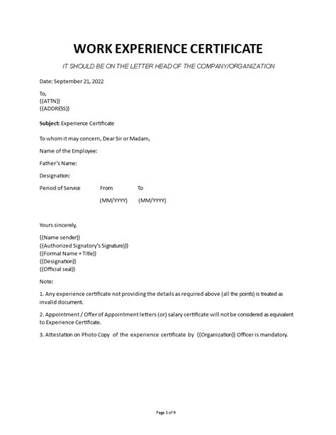 Télécharger Gratuit Work Experience Certificate