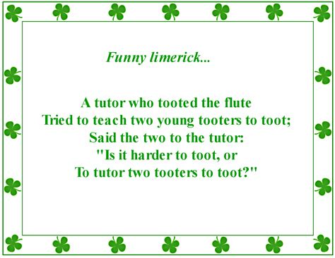 Limerick Poems Funny Irish Limericks - meioambientesuianealves