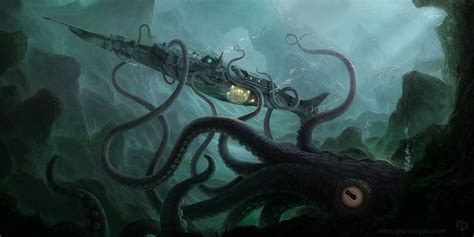 A personal piece depicting Captain Nemo’s Nautilus under attack from a ...