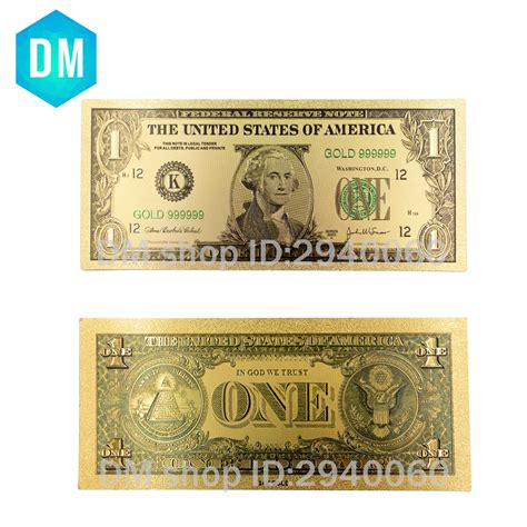 New 1928 Year 24k Gold Foil Banknotes Gold Plated USA Bill 1 Dollar ...