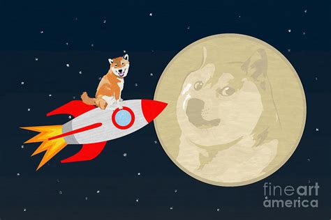 Dogecoin 2 The Moon Mixed Media by D Tao - Fine Art America