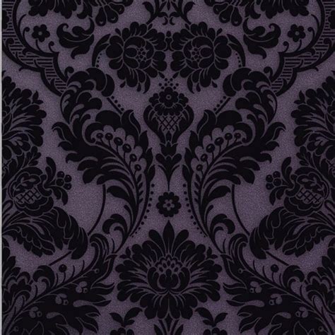 Graham & Brown Gothic Damask Flock Plum Removable Wallpaper 106586 - The Home Depot