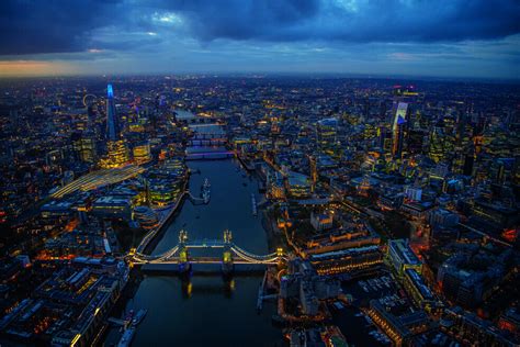 Night Aerial View of London | City Wall Art | Surface View