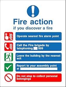 Fire Action Plan sign - Self adhesive sticker 200mm x 150mm: Amazon.co ...