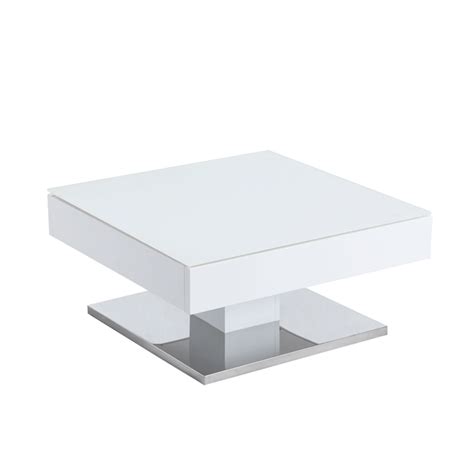 Finch White Swivel Frosted Glass Top Coffee Table with Stainless Steel | daals