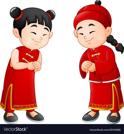 Cartoon chinese kids Royalty Free Vector Image