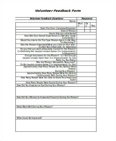 FREE 7+ Sample Volunteer Feedback Forms in PDF | MS Word
