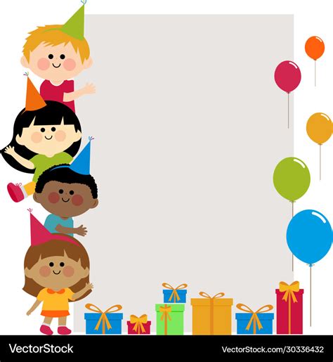 Birthday banner with kids Royalty Free Vector Image