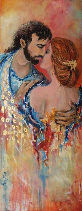 "David and Bathsheba", original acrylic painting, 40x100x3cm. Acrylic ...