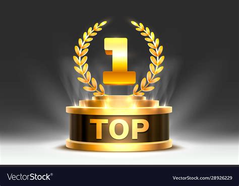 Top 1 best podium award sign golden object Vector Image