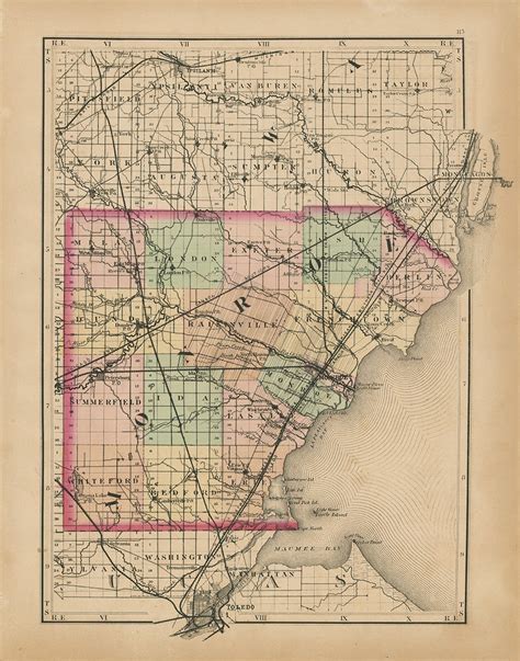 MONROE COUNTY, Michigan 1873 Map - Replica or Genuine Original