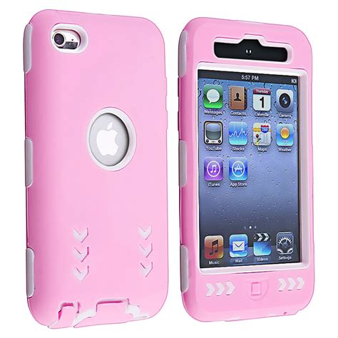 Shop White/ Pink Hybrid Case for Apple® iPod Touch 4th Generation - Free Shipping On Orders Over ...