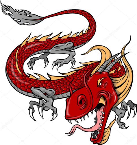 Red Dragon Vector Illustration — Stock Vector © MisterElements #8167782