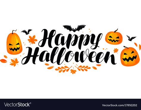 Happy halloween banner handwritten lettering Vector Image