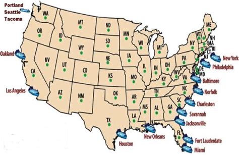 USA Sea Ports Map