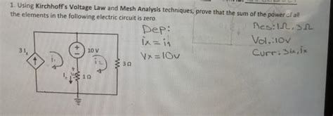 Solved Using Kirchhoff's voltage law and mesh analysis | Chegg.com