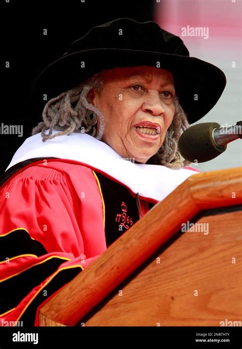 Pulitzer and Nobel Prize winning author Toni Morrison delivers a speech during the Rutgers ...