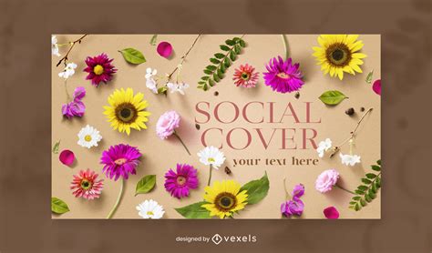 Flowers Nature Facebook Cover Template PSD Editable Template