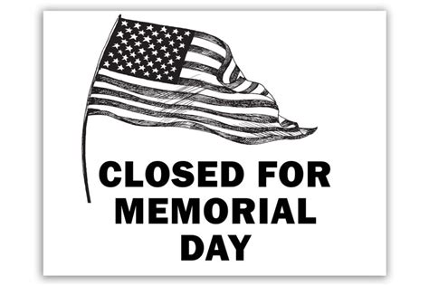 Memorial Day 2024 Closed Sign Free Printable - Wilie Cristabel