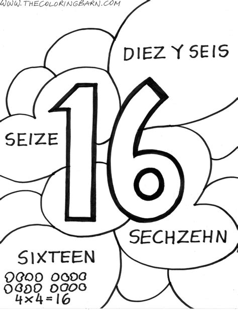 Number 16 Coloring Page