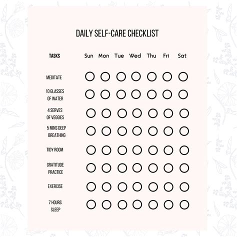 Printable DAILY SELF CARE Checklist Instant Download Pdf Helps and Reminds You to Follow A ...