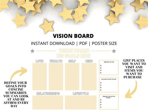 Law Of Attraction Vision Board Poster A4 Instant | Etsy