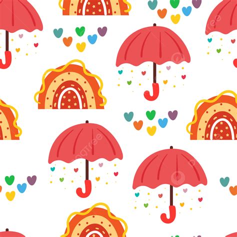 Seamless Pattern Cartoon Umbrella And Rainbow, Seamless Pattern, Umbrella, Rainbow PNG and ...