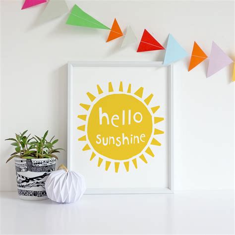 Hello Sunshine Quotes Prints Wall Art Printable Wall Art | Etsy