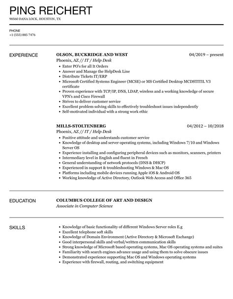 IT / Help Desk Resume Samples | Velvet Jobs